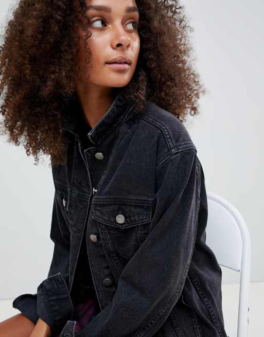 ASOS DESIGN denim girlfriend jacket in washed black ASOS