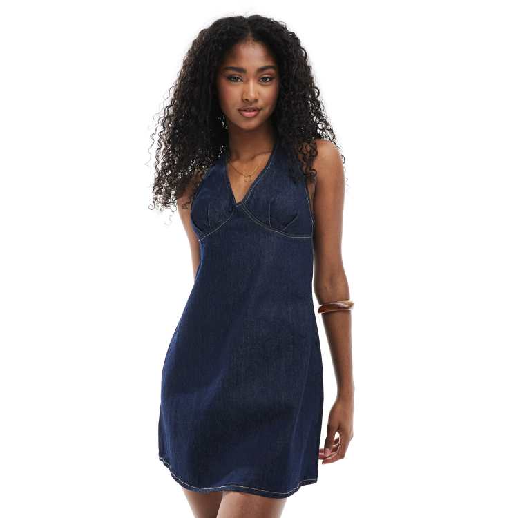 ASOS DESIGN denim halter dress with dart detail | ASOS