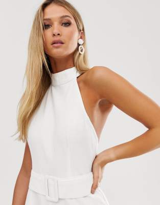 white halter neck jumpsuit