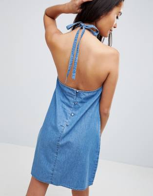 blue jean halter dress