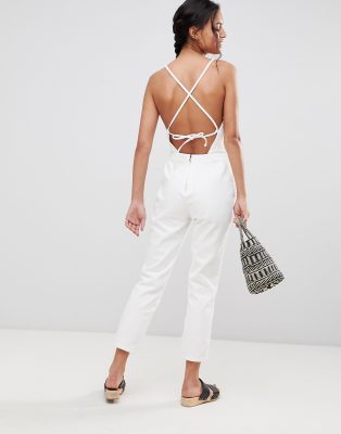 asos white denim jumpsuit