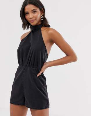 black halter neck playsuit