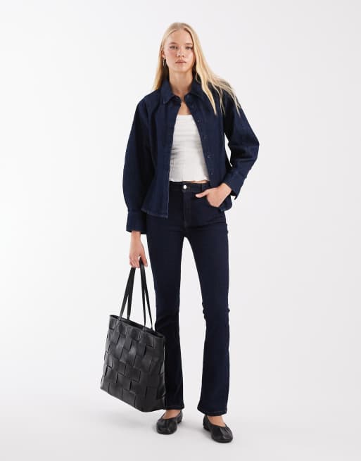 ASOS DESIGN Denim-Hemd als Kombiteil mit Taillenbetonung in Rinse-Waschung, 2 von 4