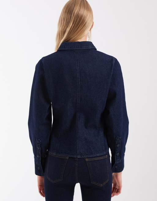 ASOS DESIGN Denim-Hemd als Kombiteil mit Taillenbetonung in Rinse-Waschung, 3 von 4