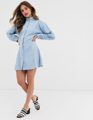 high neck denim shirt
