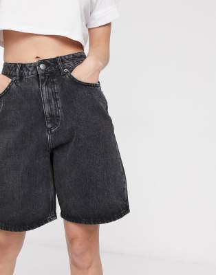 wide leg denim bermuda shorts