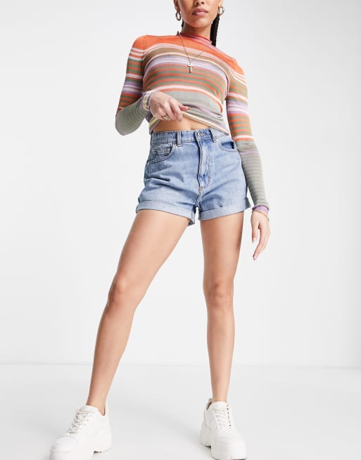 ASOS DESIGN Hourglass denim 'relaxed' shorts in midwash blue