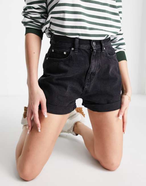 Asos black clearance denim shorts