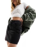 [ASOS DESIGN] ASOS DESIGN denim high waist mini skirt in black 14 BLACK