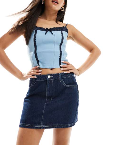 ASOS DESIGN denim high waist mini skirt in indigo - view 1