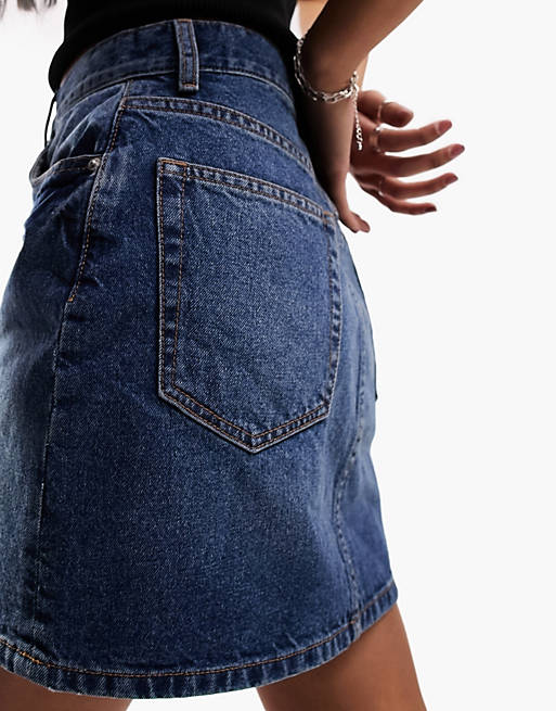 Stratford on Avon Mooie vrouw amateur ASOS DESIGN denim high waist mini skirt in midwash blue | ASOS