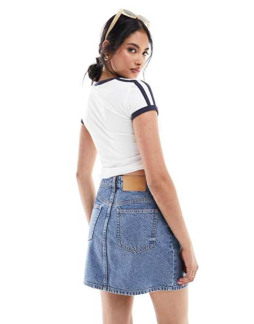 Asos a clearance line denim skirt