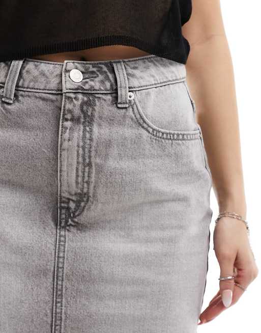 Diante　High waist denim mini skirt グレー ASOS DESIGN denim high waist mini skirt in wash gray | ASOS