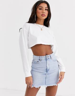 high rise jean skirt