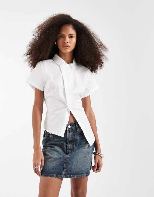 ASOS DESIGN denim high waisted mini skirt in vintage blue , 2 of 5