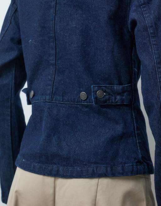 ASOS DESIGN denim jack met aangesnoerde taille in rinse, 3 van 4
