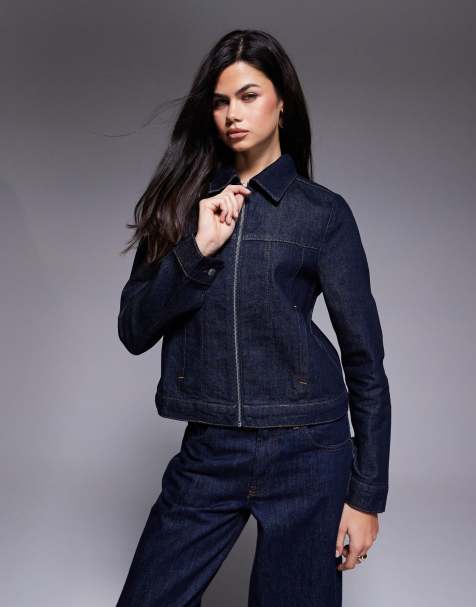 ASOS DESIGN - Denim jack met gekrompen pasvorm, spoelwassing en rits aan de voorkant - view 1