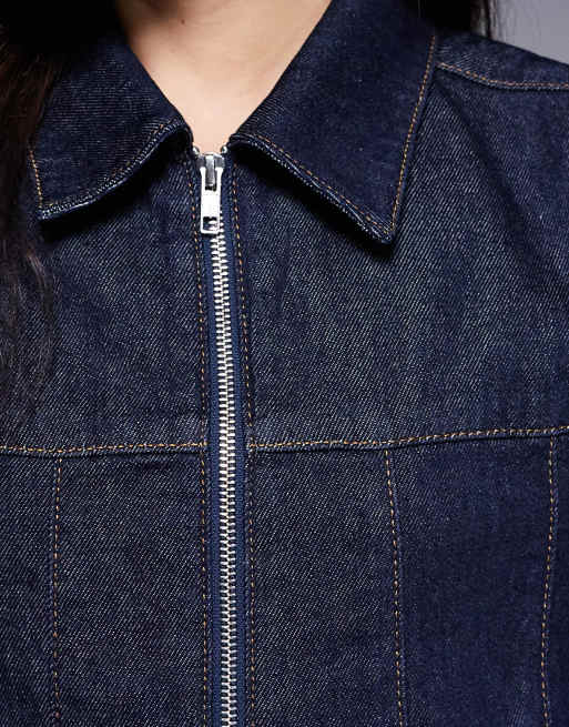 ASOS DESIGN - Denim jack met gekrompen pasvorm, spoelwassing en rits aan de voorkant, 4 van 4