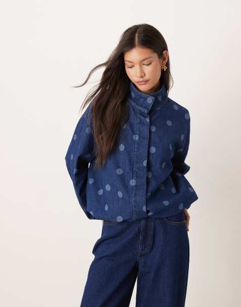 ASOS DESIGN - Denim jack met opstaande boord en laserstippen - view 1