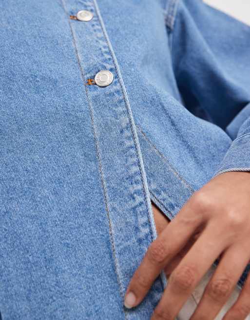 ASOS DESIGN - Denim jack met overslag aan de voorkant in middenblauw, 3 van 4
