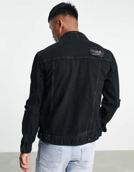 ASOS DESIGN - Denim jack met scheuren in zwart, 2 van 4