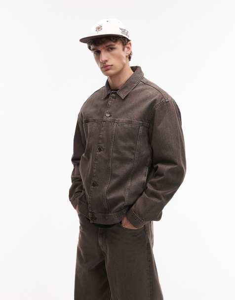 ASOS DESIGN denim jacket in brown wash (part of a set) - view 1