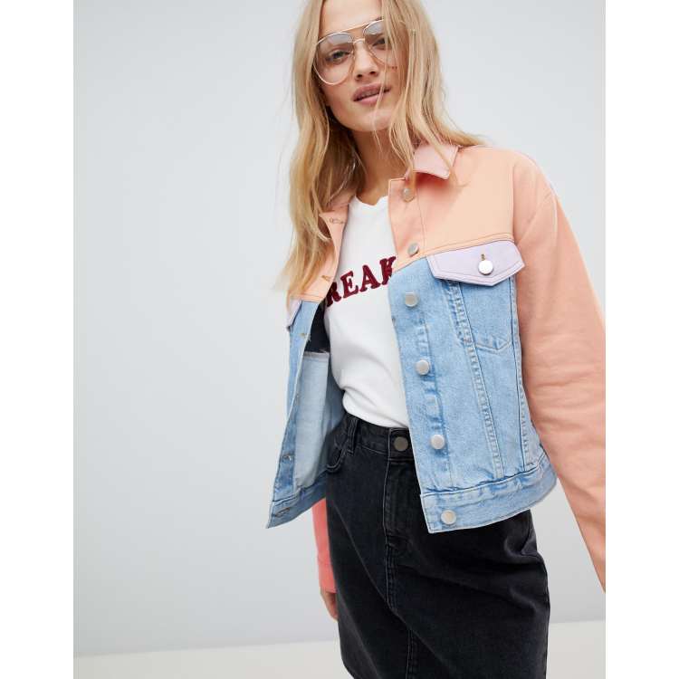 Asos design x glaad best sale & denim jacket in colourblock