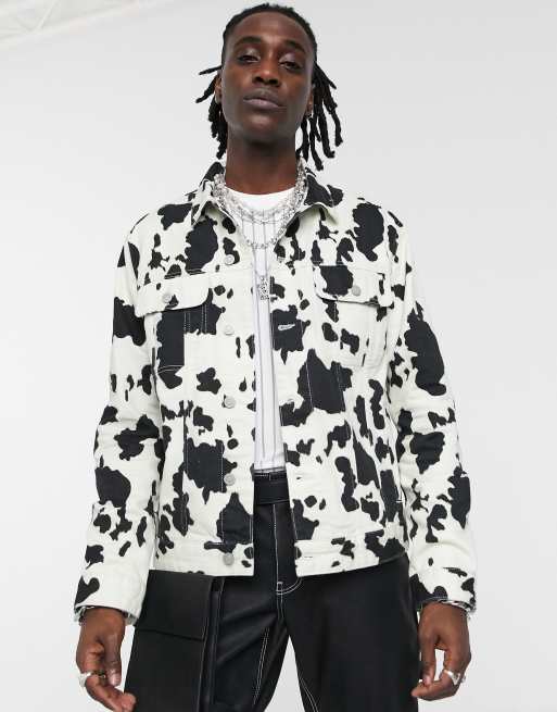 Cow print sales jean jacket