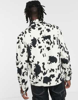 cow print denim jacket mens