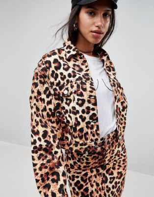 animal print dress with denim jacket