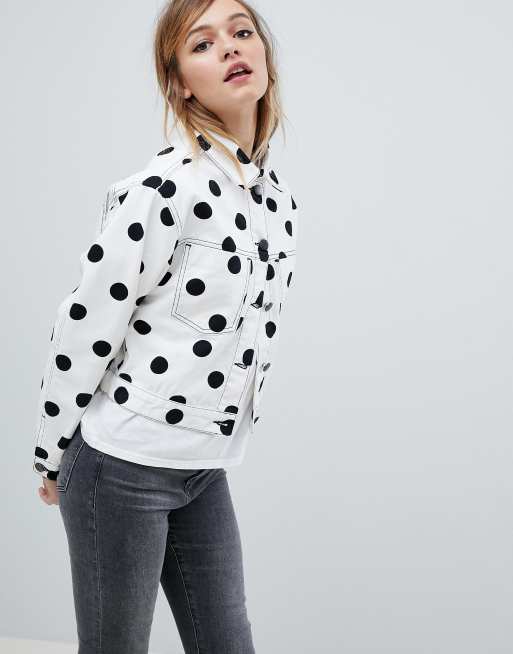 Black and white on sale polka dot denim jacket