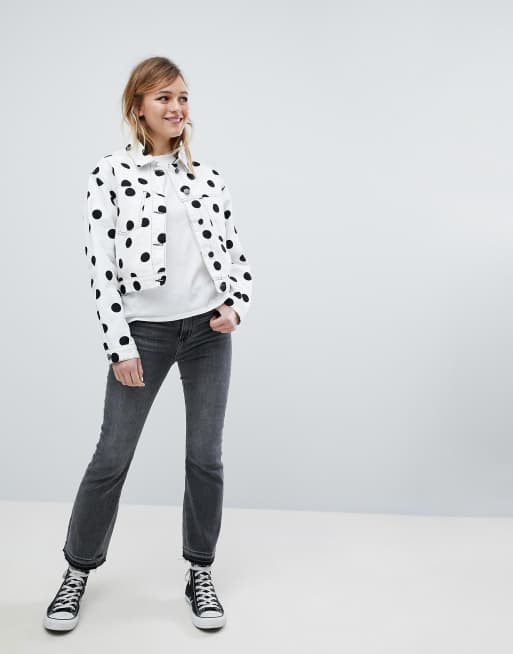 White polka dot sales denim jacket