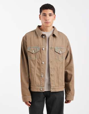 Asos Design Denim Jacket In Brown
