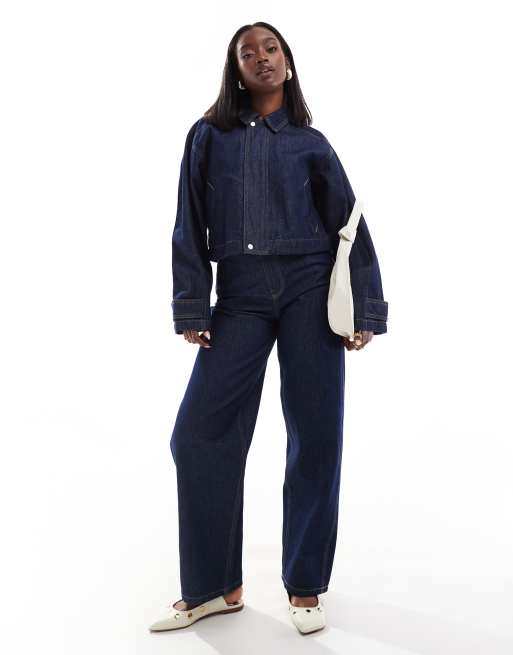 ASOS DESIGN denim jacket with adjustable waist in raw wash
