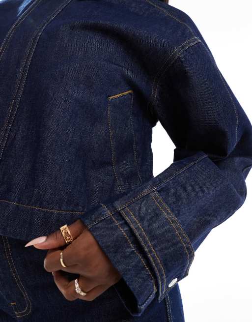 ASOS DESIGN denim jacket with adjustable waist in raw wash