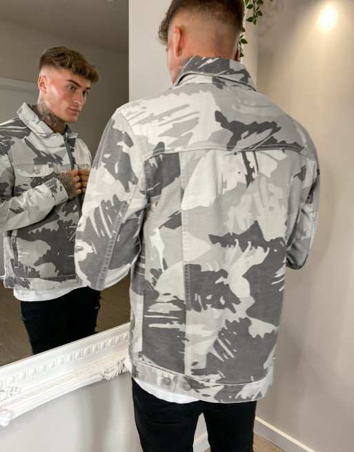 Grey camo deals denim jacket