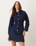[ASOS DESIGN] ASOS DESIGN denim jacket with cinched waist in indigo-Navy 14 Indigo