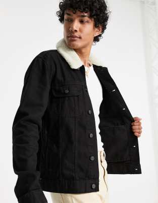 black denim jacket white collar