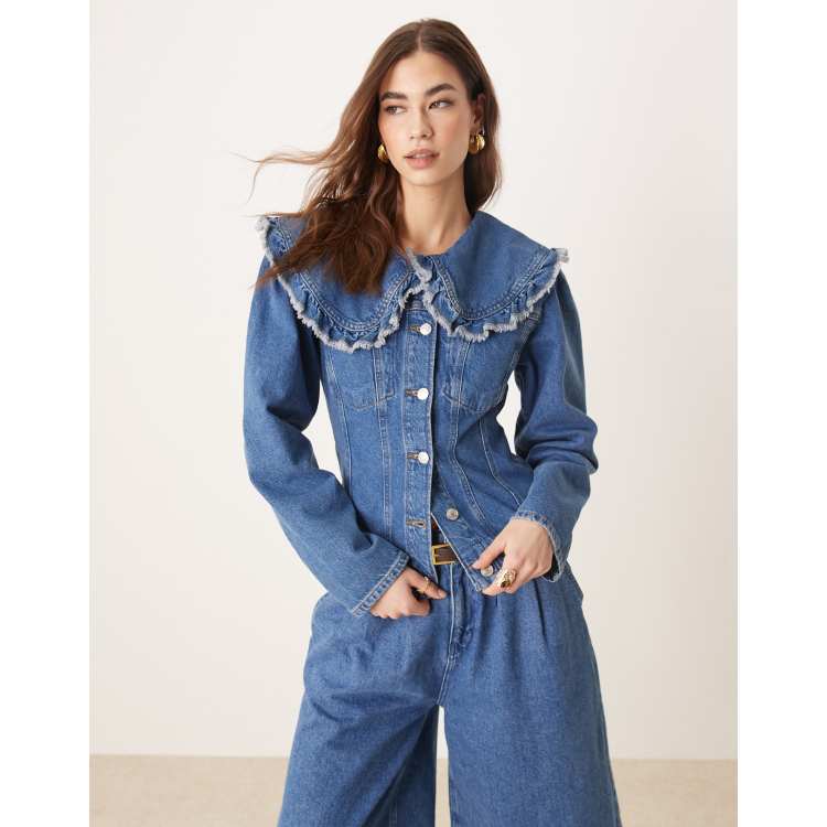 【gw値下げ】MEER. COLLAR RUFFLES DENIM JACKET Buy Mid Blue Denim Frill Jacket (3mths-7yrs) from Next USA