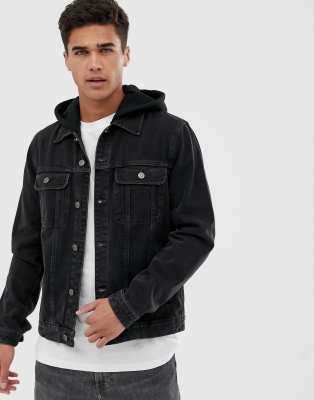 denim jacket with jersey hood