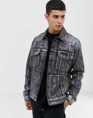 multi colored jean jacket