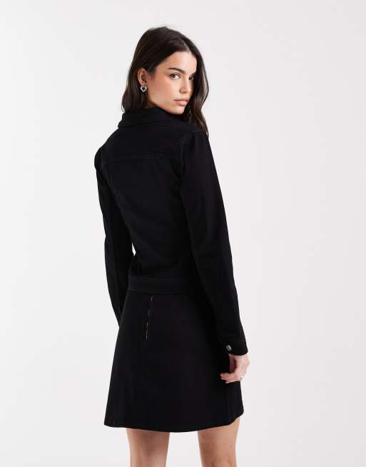 ASOS DESIGN denim jacket with pocket detail in clean black - part of a set, 3 of 4