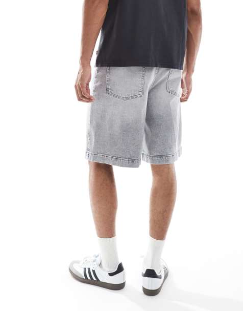 ASOS DESIGN - Denim jort met lange pasvorm in lichtgrijs - view 1