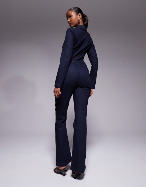 ASOS DESIGN - Denim-jumpsuit i mørkeblå vask med stræk og korsettalje, 4 af 4