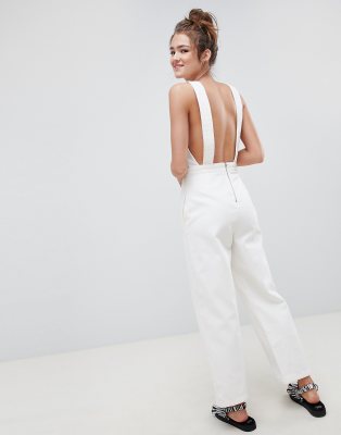 asos white denim jumpsuit