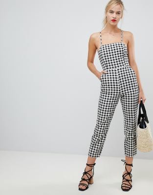 black and white gingham jumpsuit