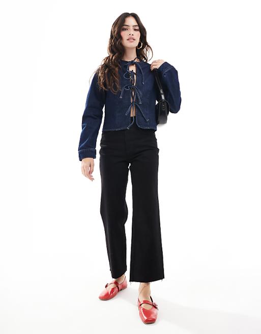 ASOS DESIGN denim long sleeve tie front top in indigo | ASOS ASOS DESIGN denim long sleeve tie front top in indigo | ASOS