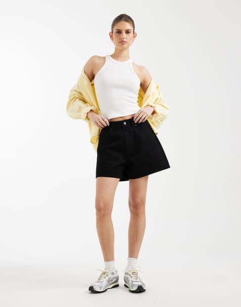 ASOS DESIGN denim longer a line short in black - view 1