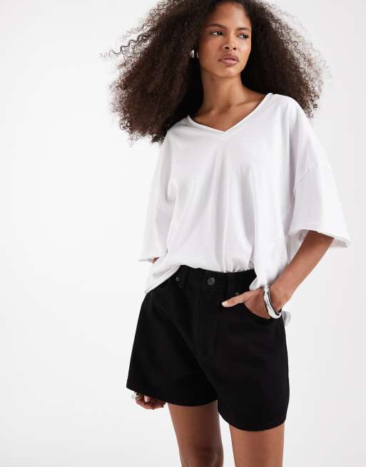 ASOS DESIGN denim longer a line short in black, 2 of 5