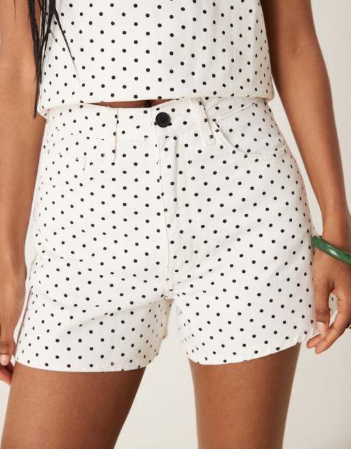ASOS DESIGN denim longer a line short in spot print, 3 of 5